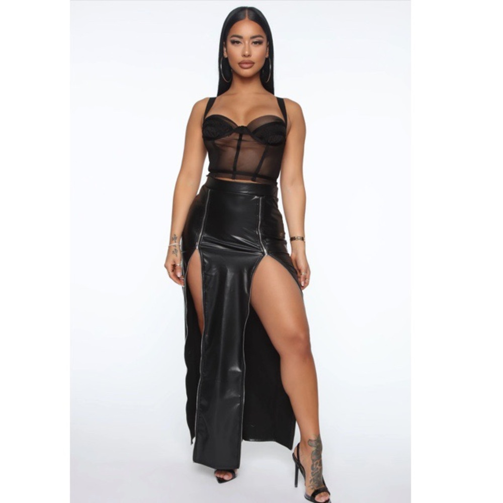 Black Leather Maxi Skirt